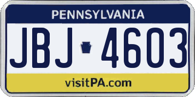 PA license plate JBJ4603