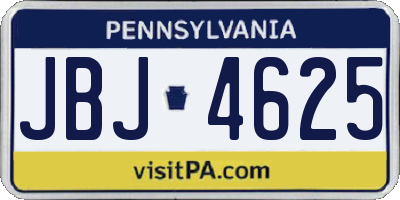 PA license plate JBJ4625
