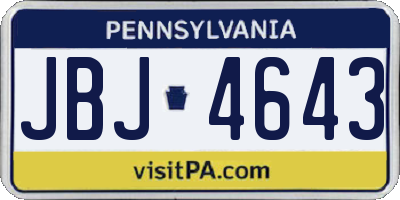 PA license plate JBJ4643