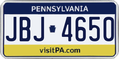 PA license plate JBJ4650