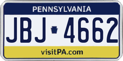 PA license plate JBJ4662