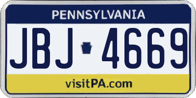 PA license plate JBJ4669