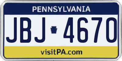 PA license plate JBJ4670