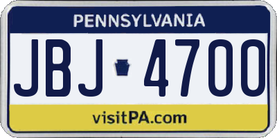 PA license plate JBJ4700