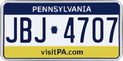 PA license plate JBJ4707