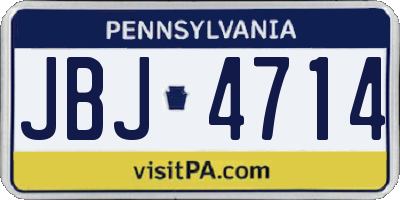 PA license plate JBJ4714