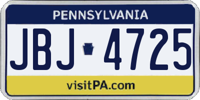 PA license plate JBJ4725