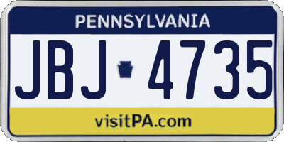 PA license plate JBJ4735