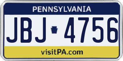 PA license plate JBJ4756