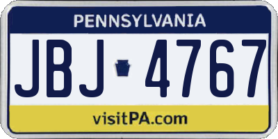 PA license plate JBJ4767