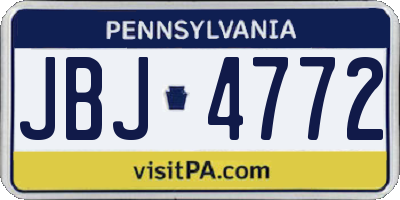 PA license plate JBJ4772