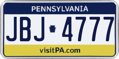 PA license plate JBJ4777
