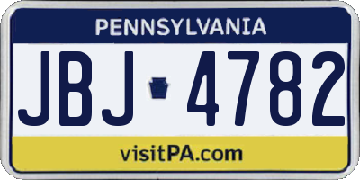PA license plate JBJ4782