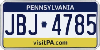 PA license plate JBJ4785