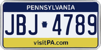 PA license plate JBJ4789