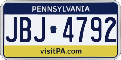 PA license plate JBJ4792