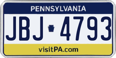PA license plate JBJ4793