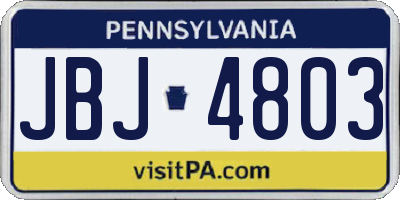 PA license plate JBJ4803