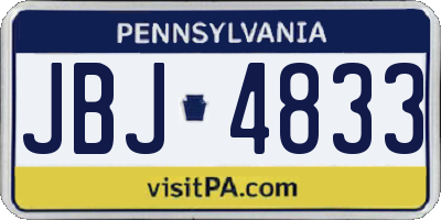 PA license plate JBJ4833
