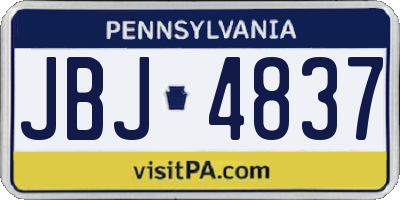 PA license plate JBJ4837