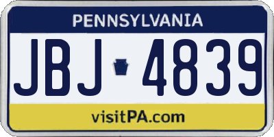 PA license plate JBJ4839