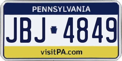 PA license plate JBJ4849