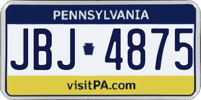 PA license plate JBJ4875