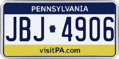 PA license plate JBJ4906