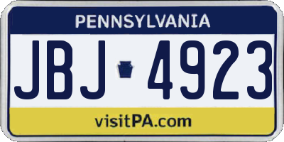PA license plate JBJ4923