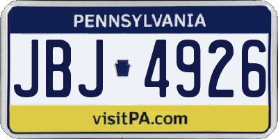 PA license plate JBJ4926