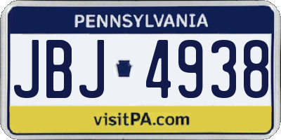 PA license plate JBJ4938