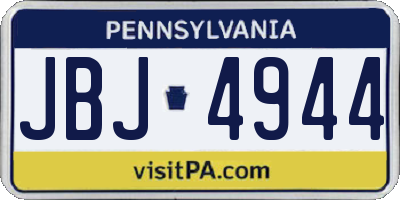 PA license plate JBJ4944