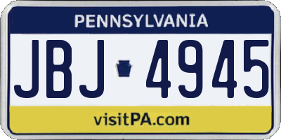 PA license plate JBJ4945