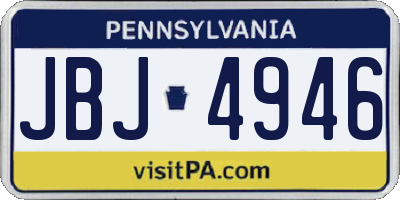 PA license plate JBJ4946
