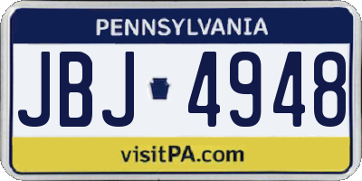 PA license plate JBJ4948