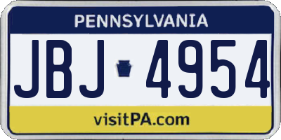 PA license plate JBJ4954