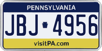 PA license plate JBJ4956