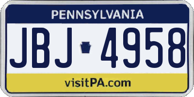 PA license plate JBJ4958