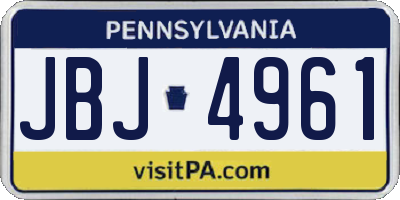 PA license plate JBJ4961