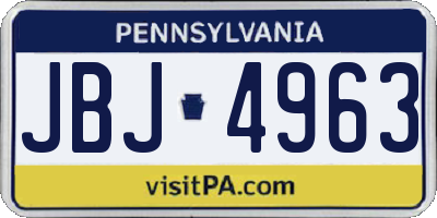 PA license plate JBJ4963