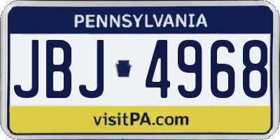 PA license plate JBJ4968