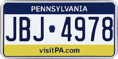 PA license plate JBJ4978