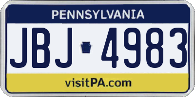 PA license plate JBJ4983