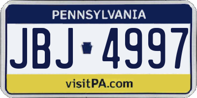 PA license plate JBJ4997