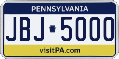 PA license plate JBJ5000