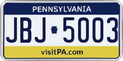 PA license plate JBJ5003