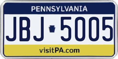 PA license plate JBJ5005