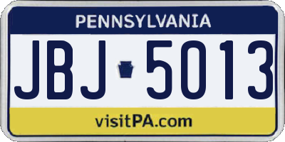 PA license plate JBJ5013