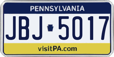 PA license plate JBJ5017