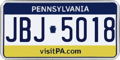 PA license plate JBJ5018